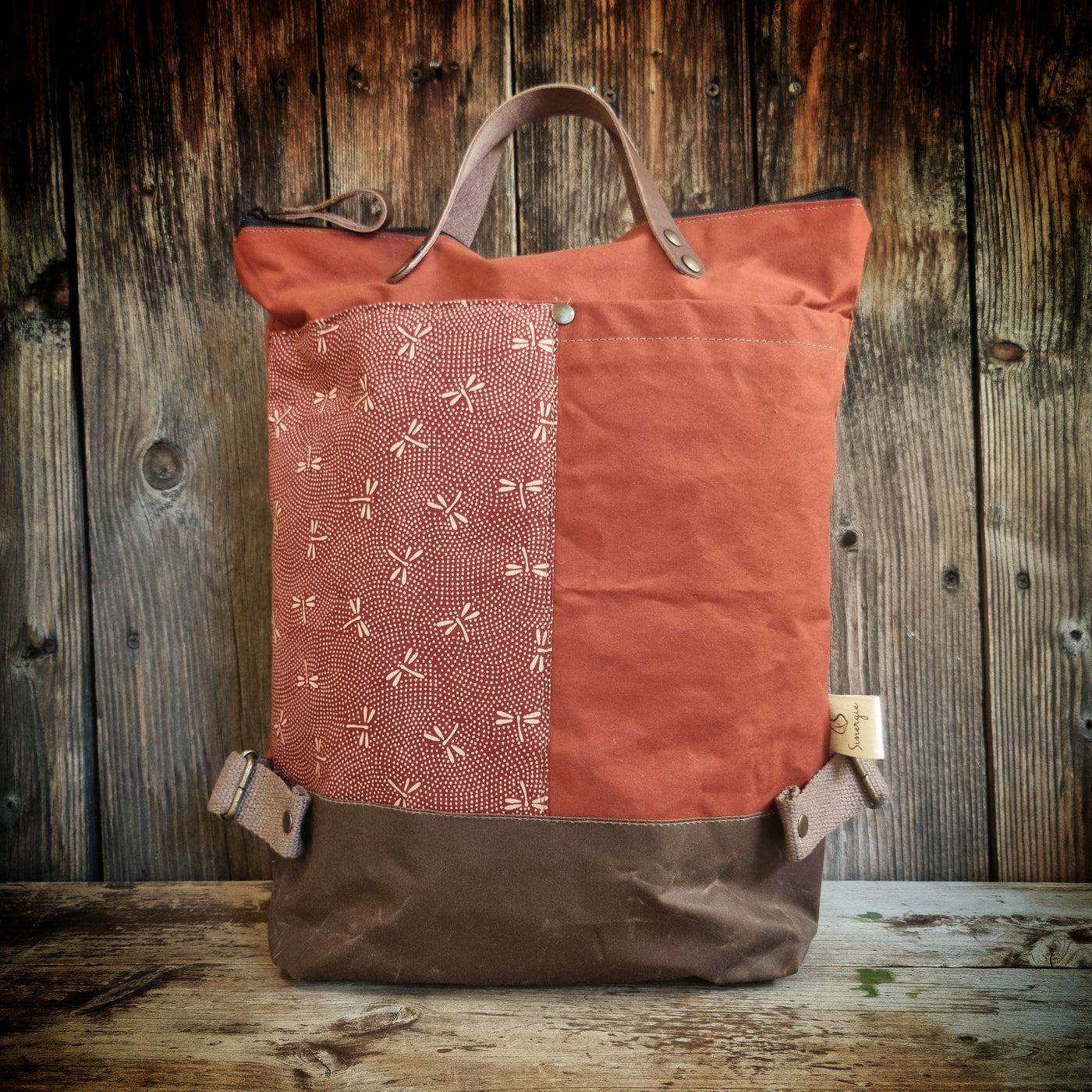 Felce zaino in tessuto cerato ruggine