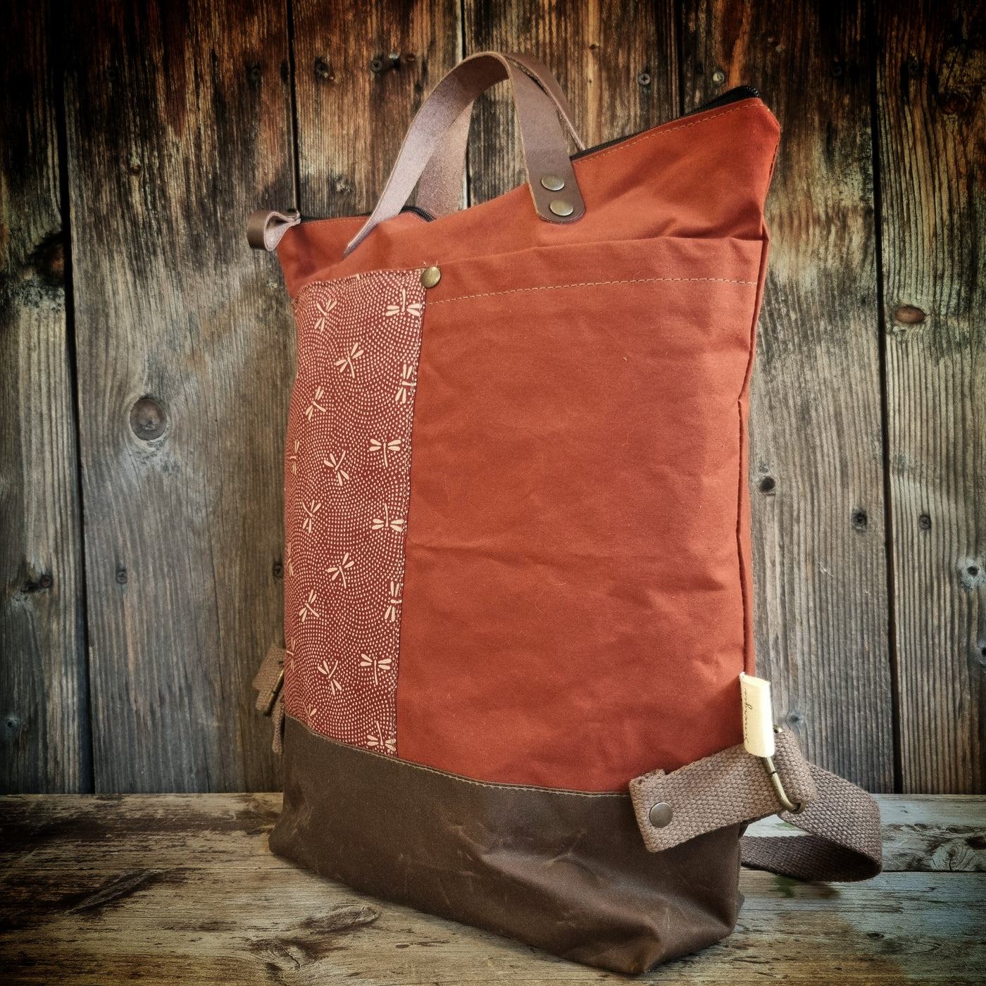 Felce zaino in tessuto cerato ruggine