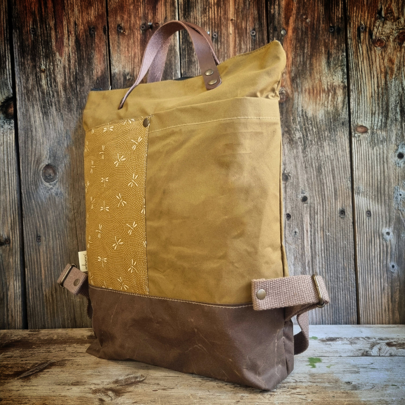 Felce zaino in tessuto cerato oliva