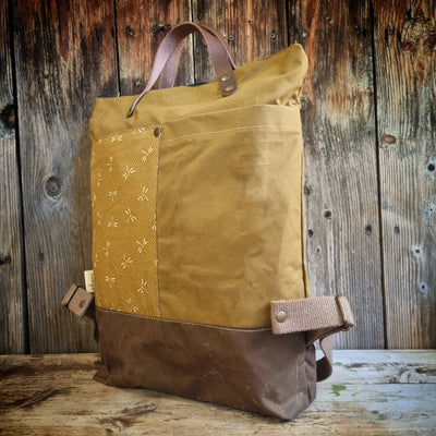 Felce zaino in tessuto cerato oliva