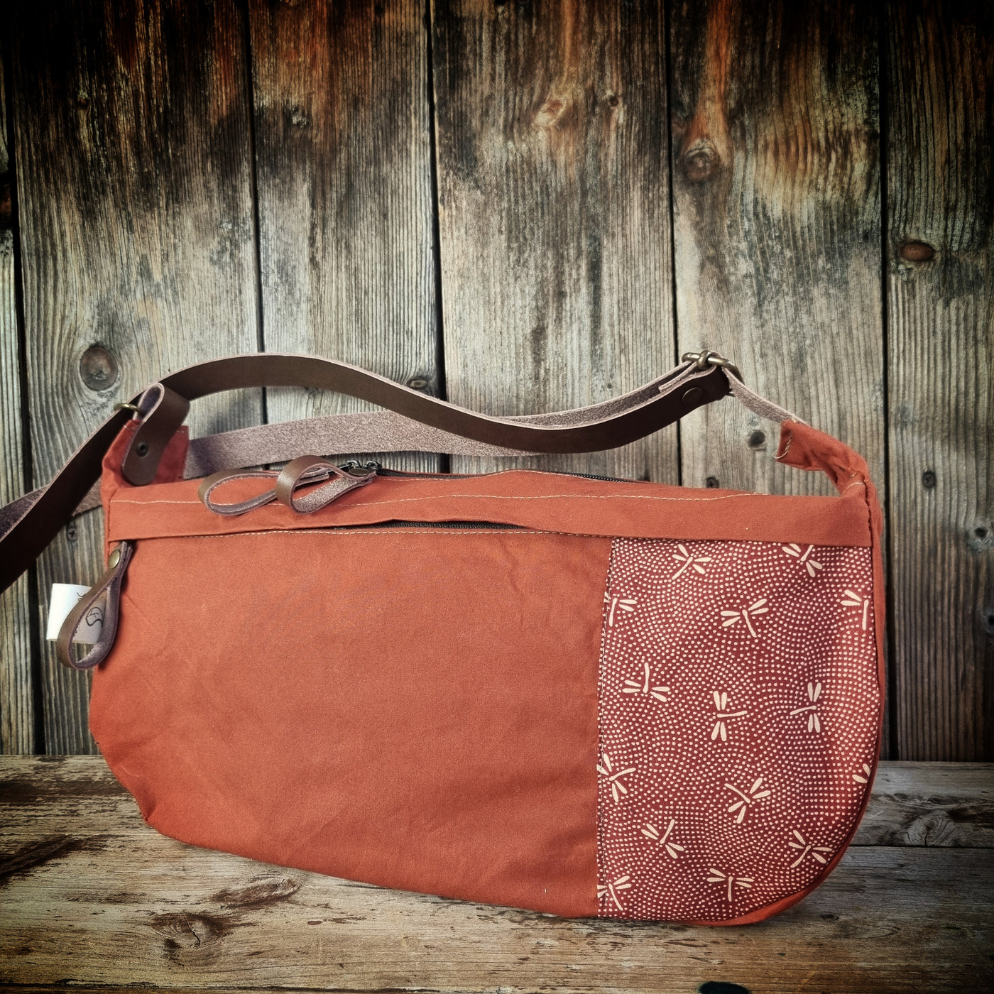 LUNA borsa a tracolla  cerata ruggine