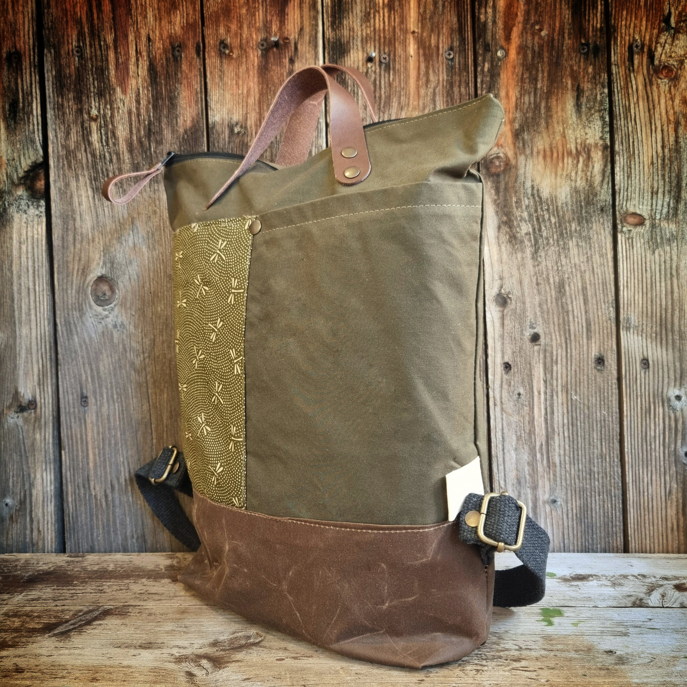 Felce zaino in tessuto cerato kaki