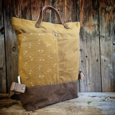 Felce zaino in tessuto cerato oliva