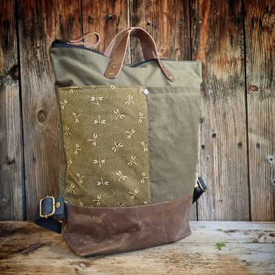 Felce zaino in tessuto cerato kaki