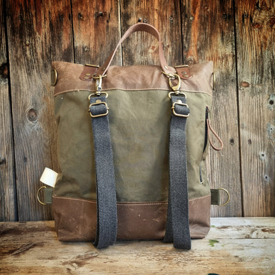 Noce zaino borsa trasformabile cerato kaki