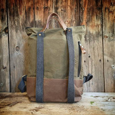 Felce zaino in tessuto cerato kaki