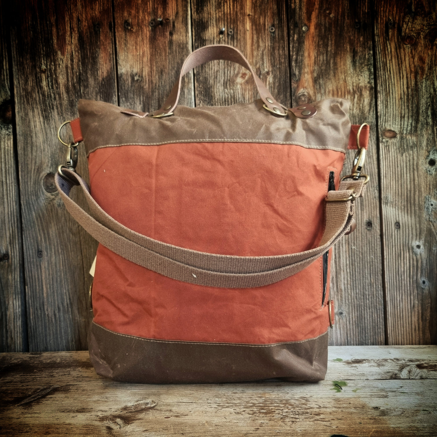 Noce zaino borsa trasformabile cerato ruggine