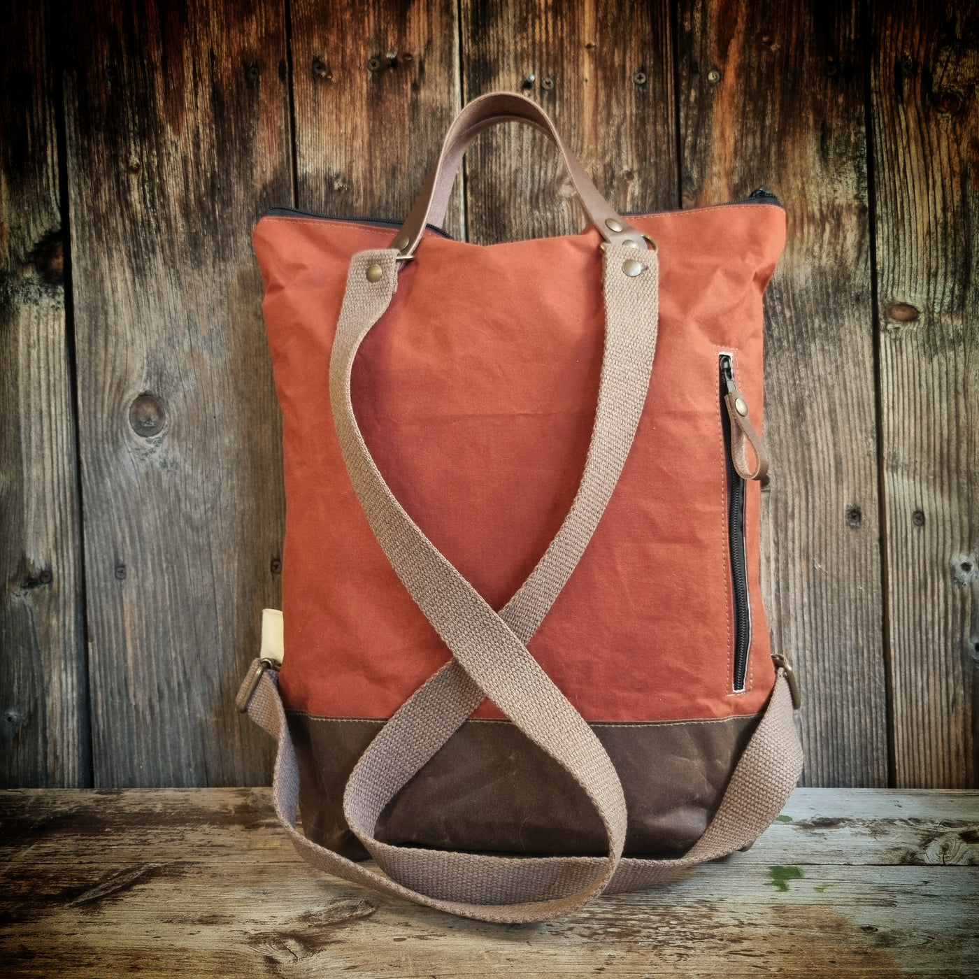 Felce zaino in tessuto cerato ruggine