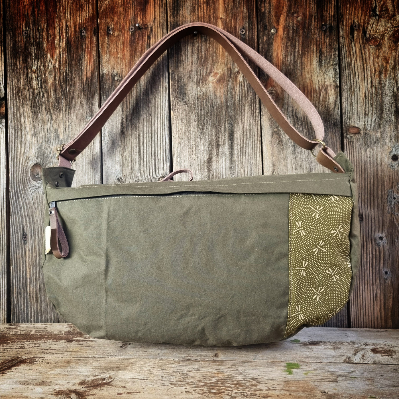 LUNA borsa a tracolla  cerata kaki