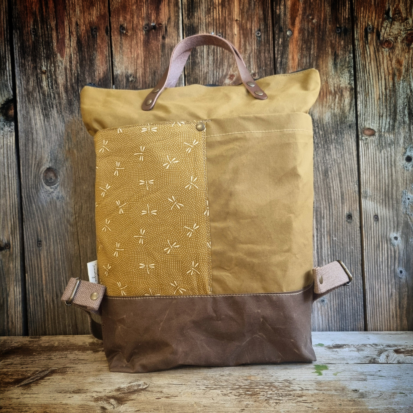 Felce zaino in tessuto cerato oliva