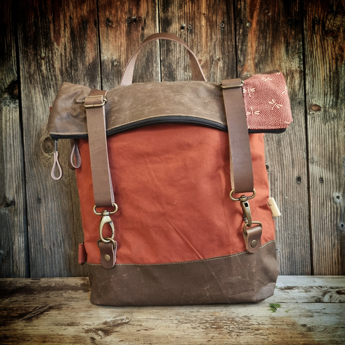 Noce zaino borsa trasformabile cerato ruggine