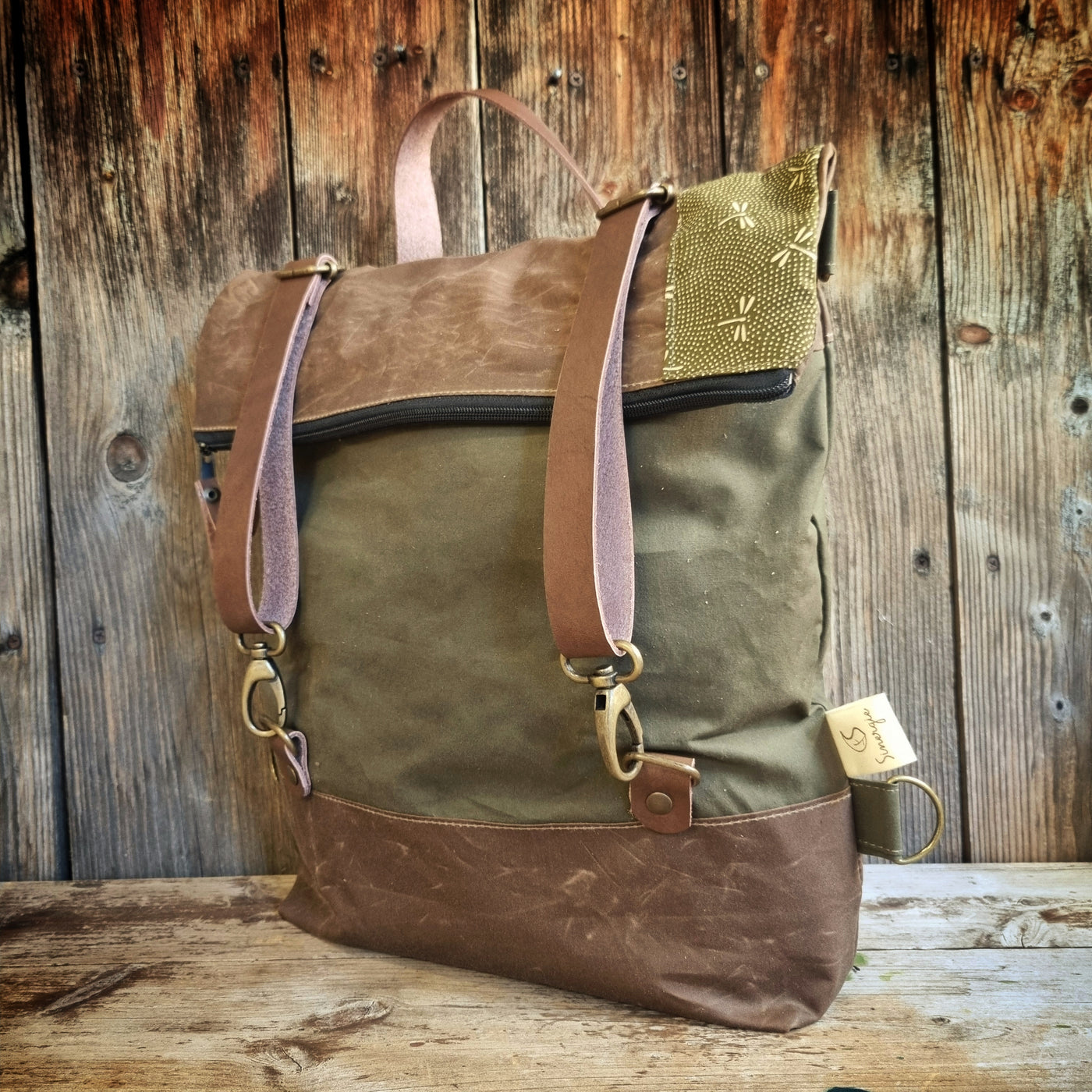 Noce zaino borsa trasformabile cerato kaki